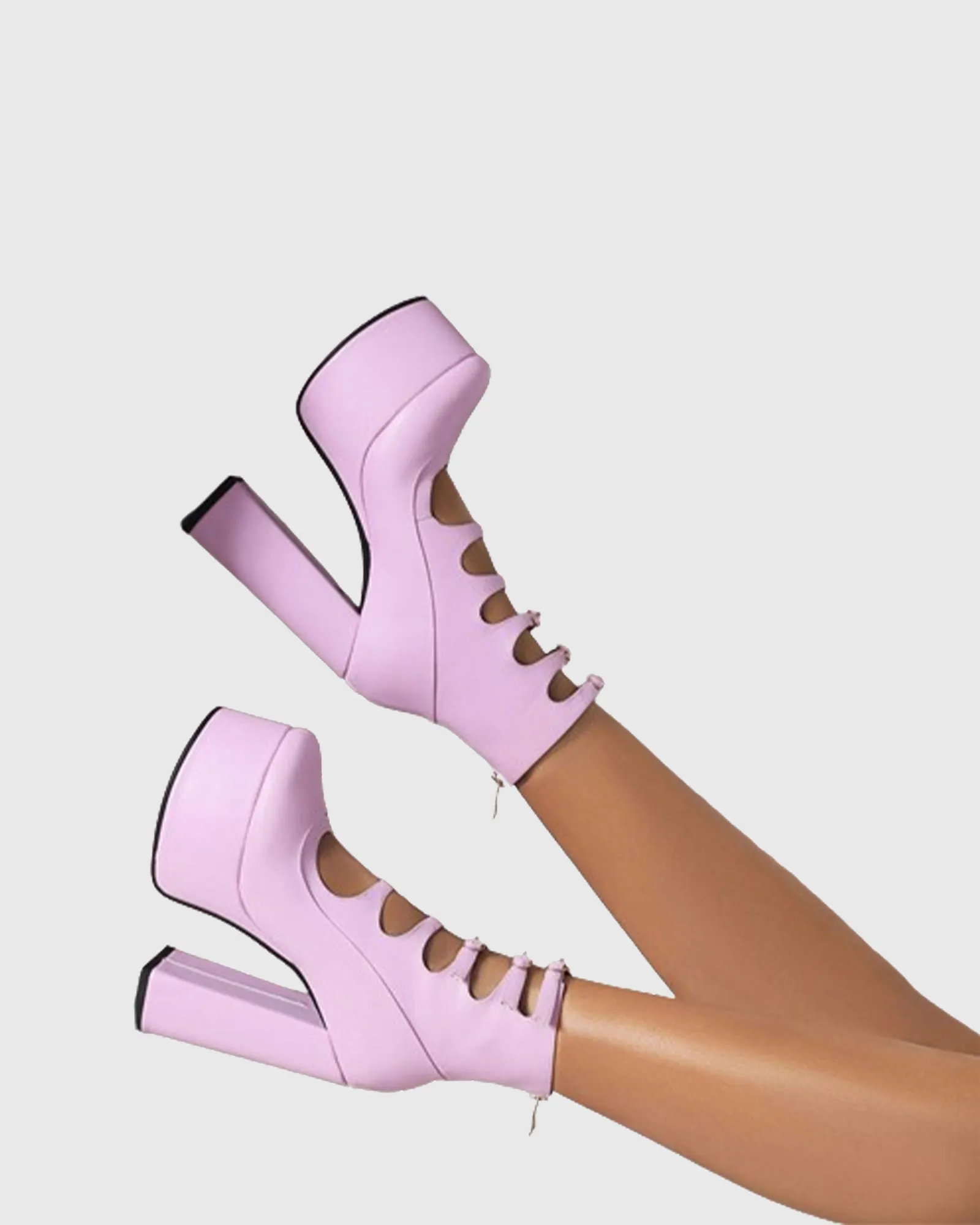 Barbara Cutout Buckle Platform Ankle Boots In Purple