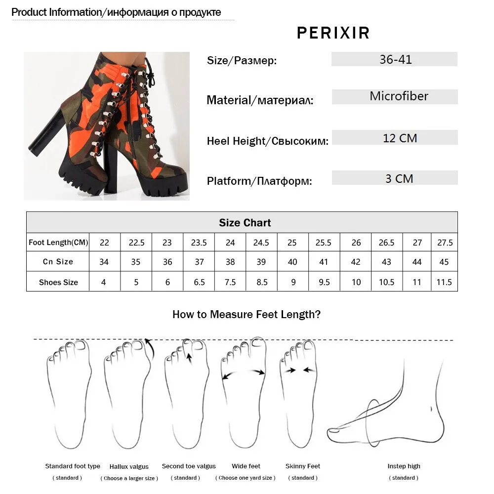 Camouflage Print Lace-Up Chunky Heel Women's Platform Boots