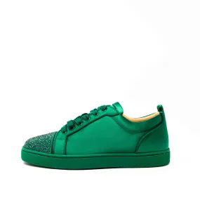 Christian Louboutin Green Satin Junior Strass Sneakers 42
