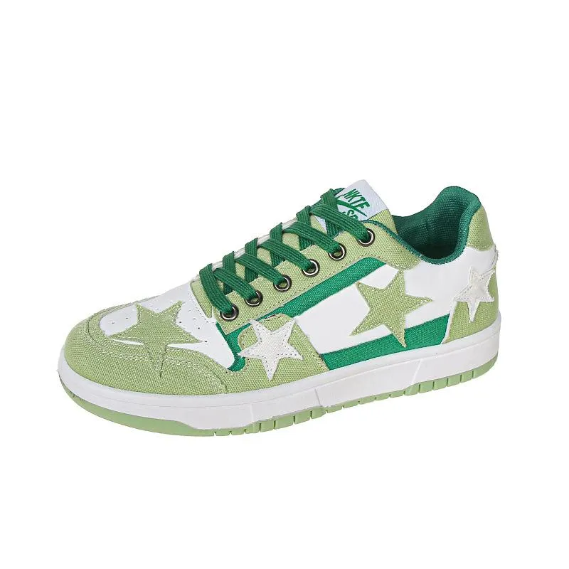 Colorblock Star Pattern Lace-up Trainers