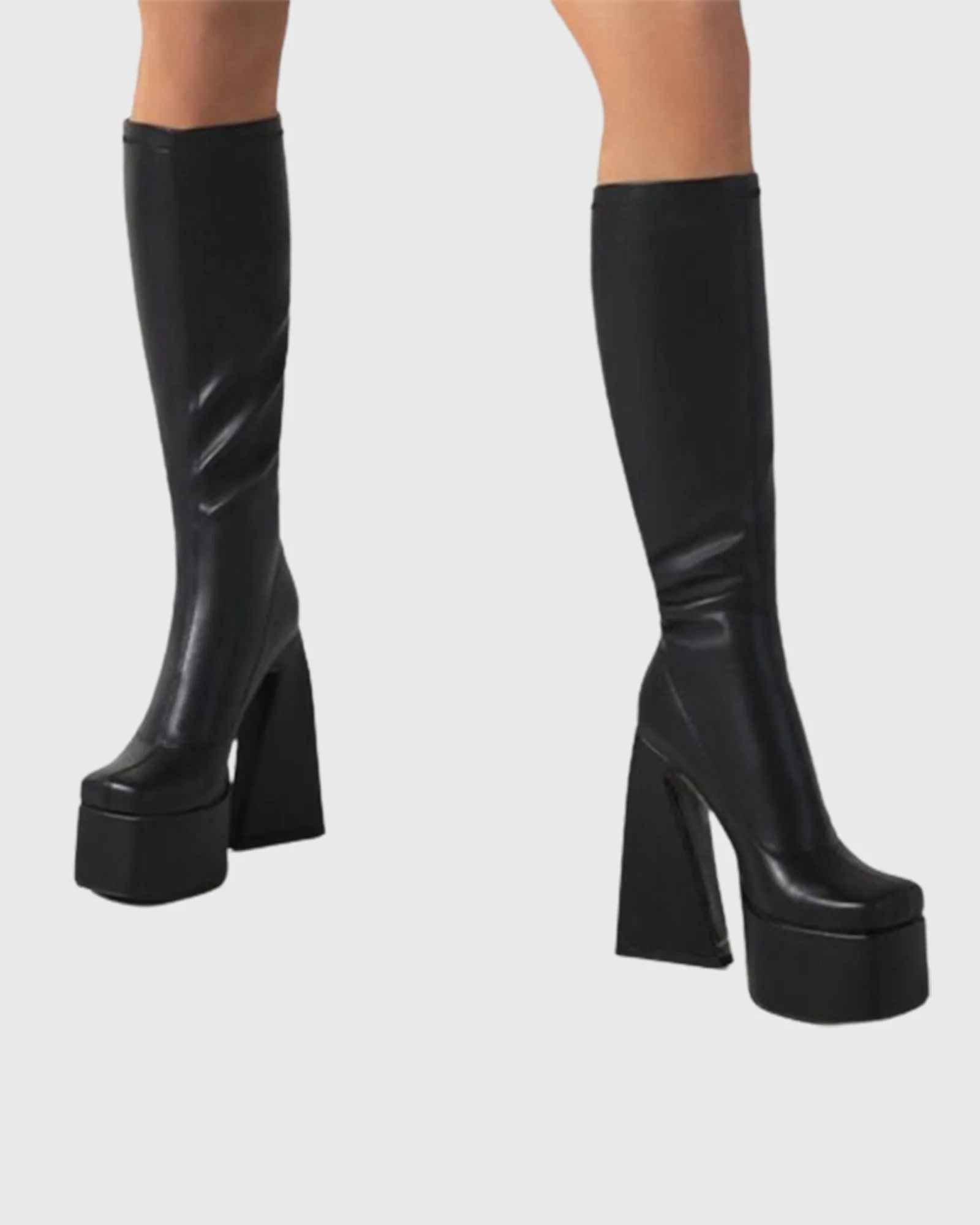 Cristiana Leather Platform Knee High Boots In Black