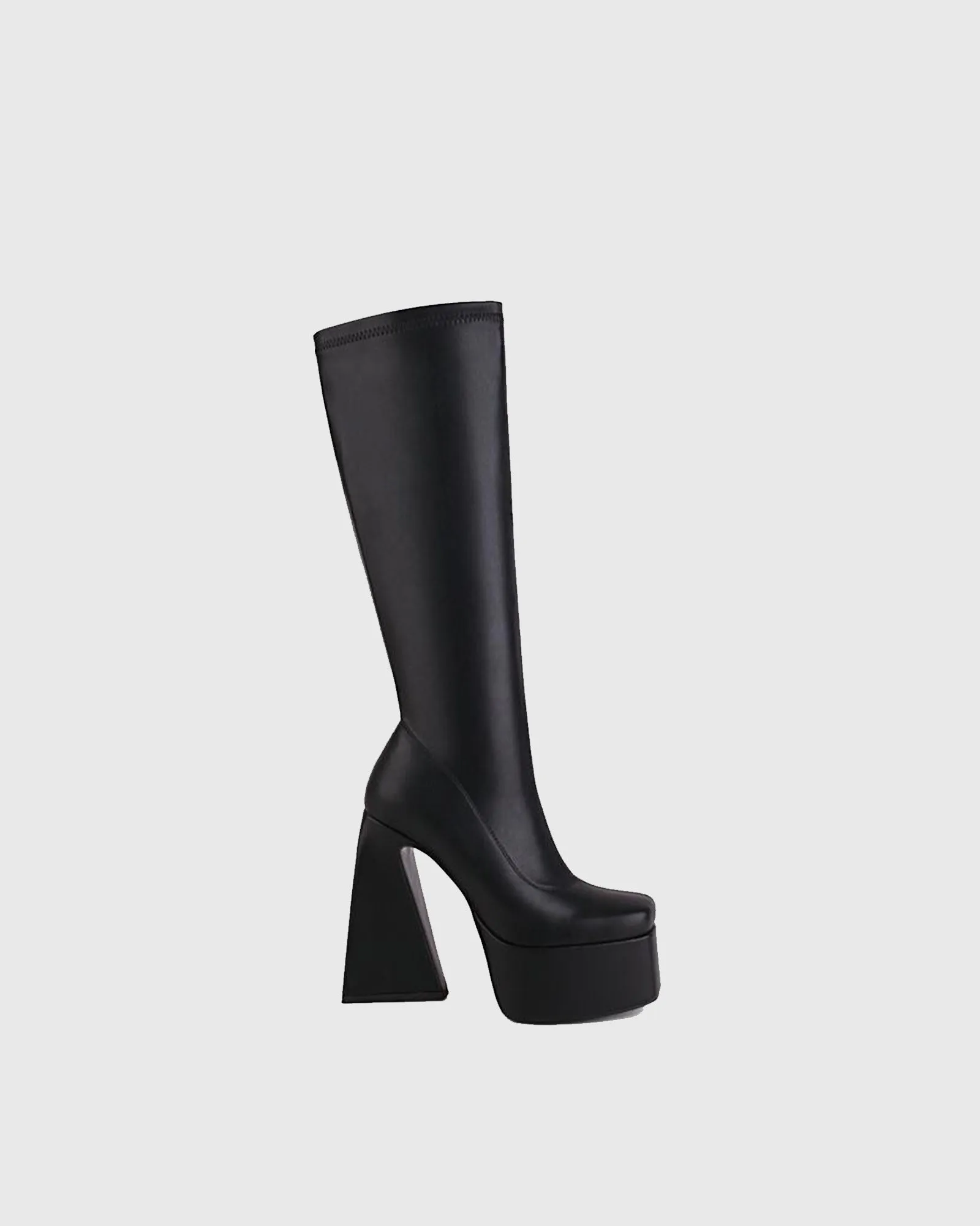 Cristiana Leather Platform Knee High Boots In Black