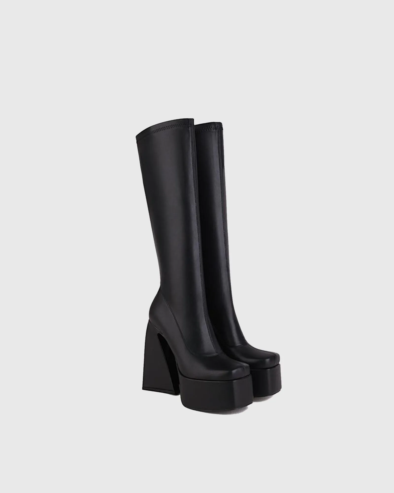 Cristiana Leather Platform Knee High Boots In Black