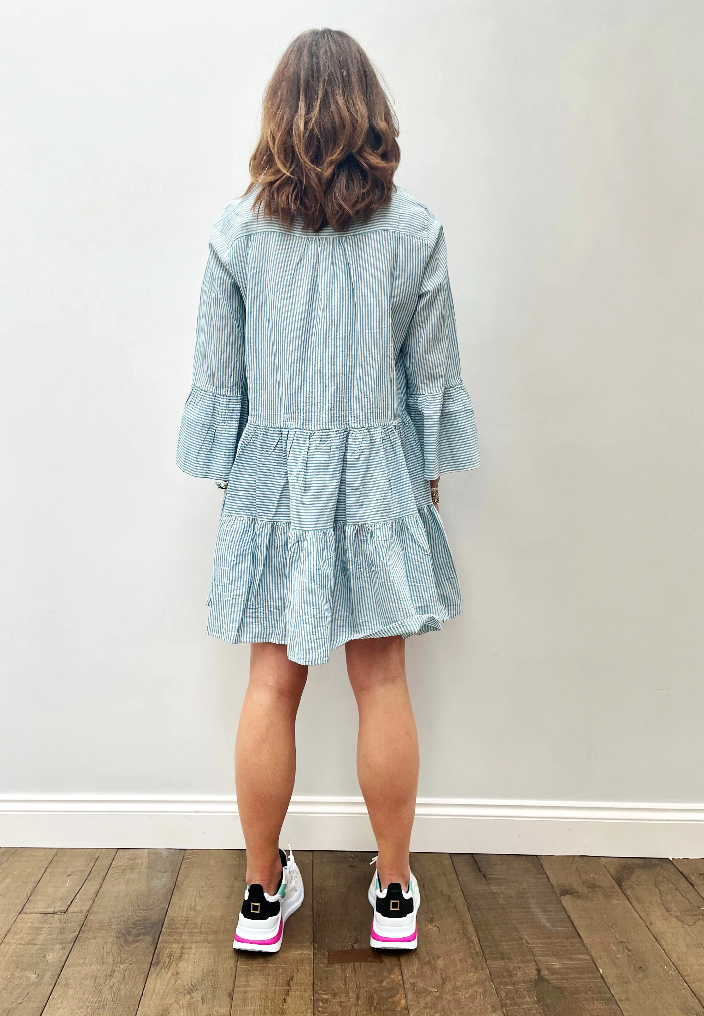 D Short Striped Ella Dress in Blue