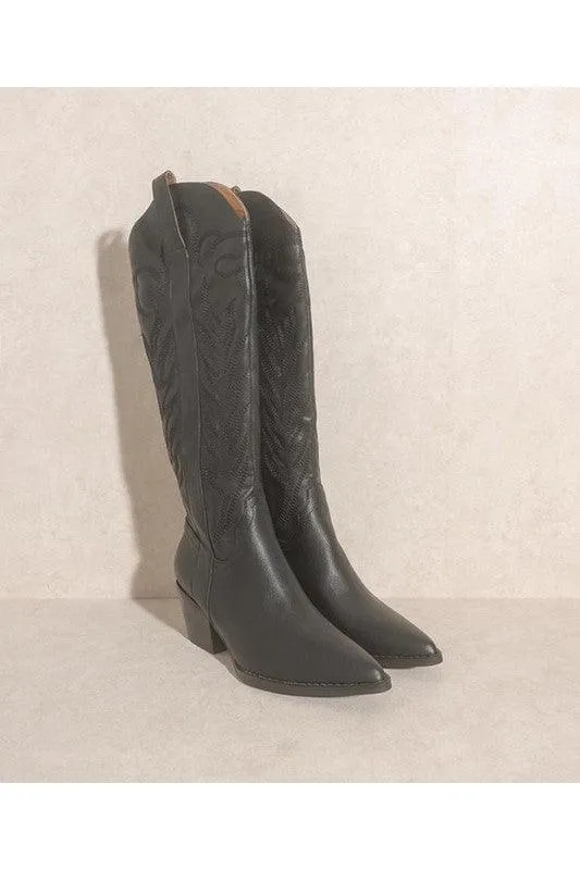Embroidery Western Knee High Boots