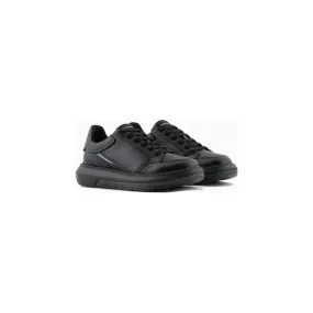 EMPORIO ARMANI LEATHER SNEAKERS WITH SIDE LOGO