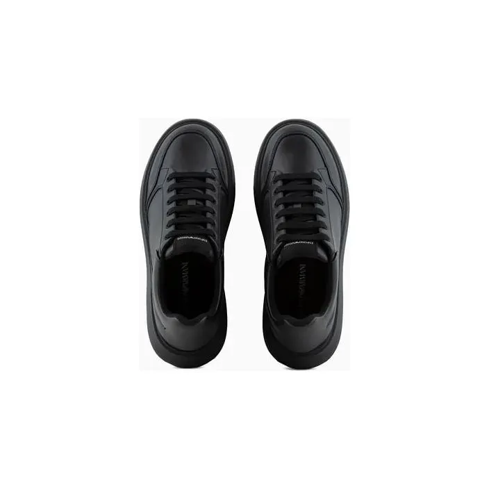 EMPORIO ARMANI LEATHER SNEAKERS WITH SIDE LOGO