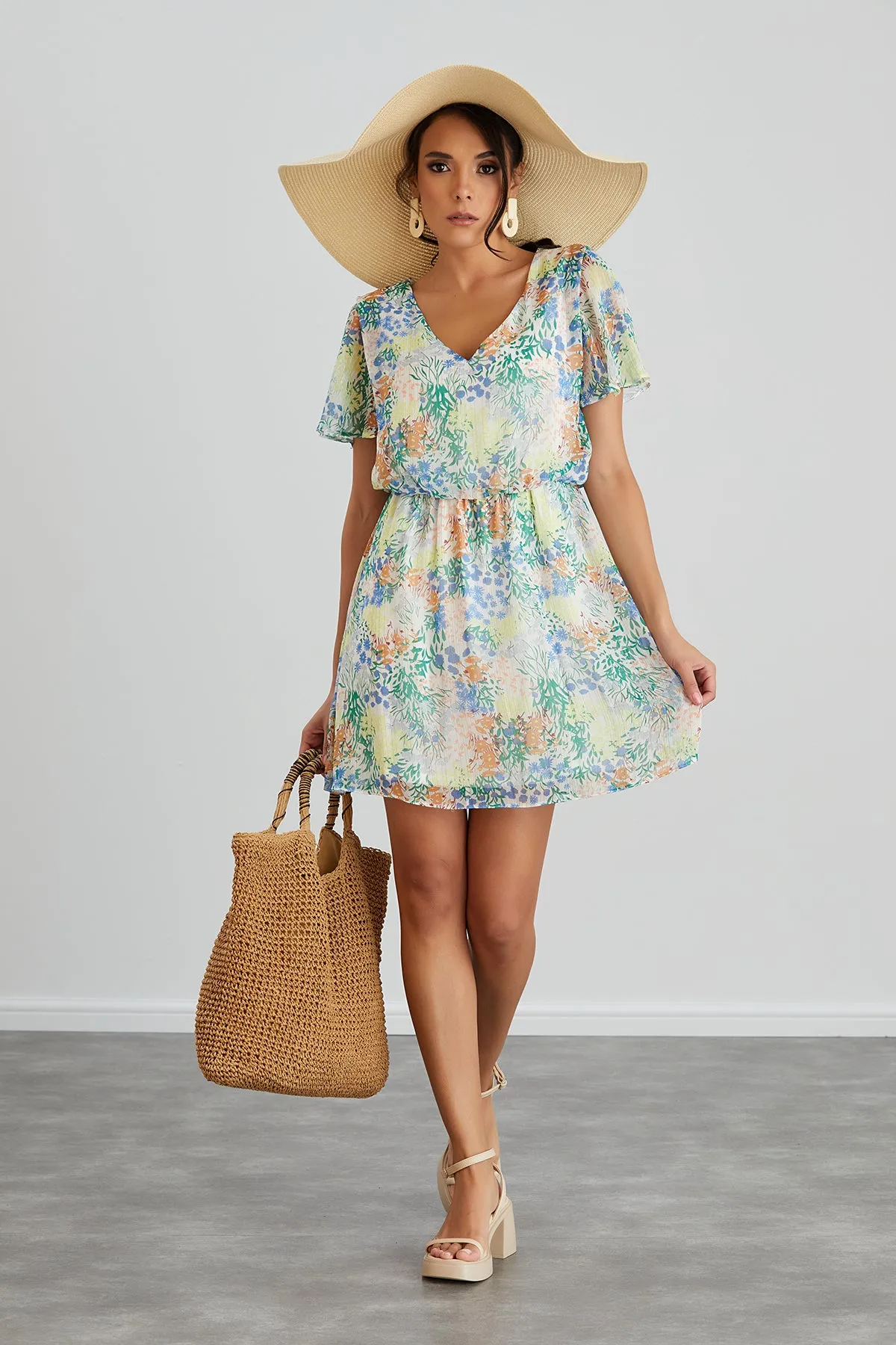 Floral print White Mini Dress