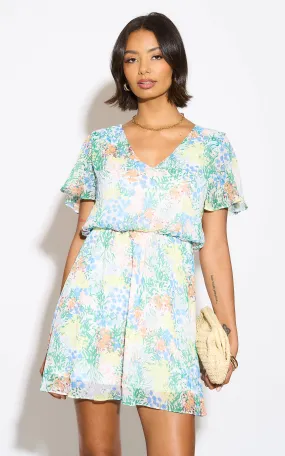 Floral print White Mini Dress