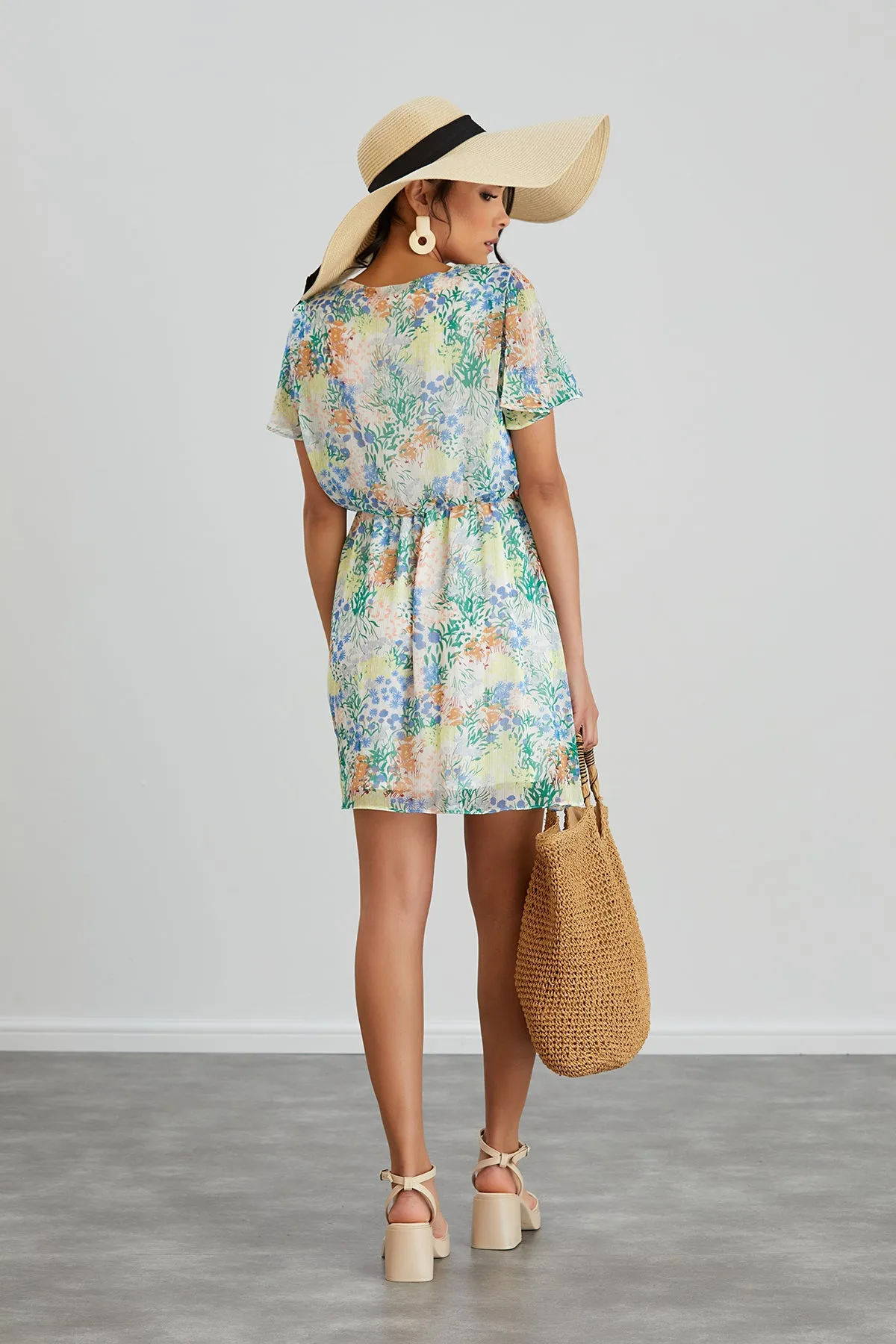 Floral print White Mini Dress