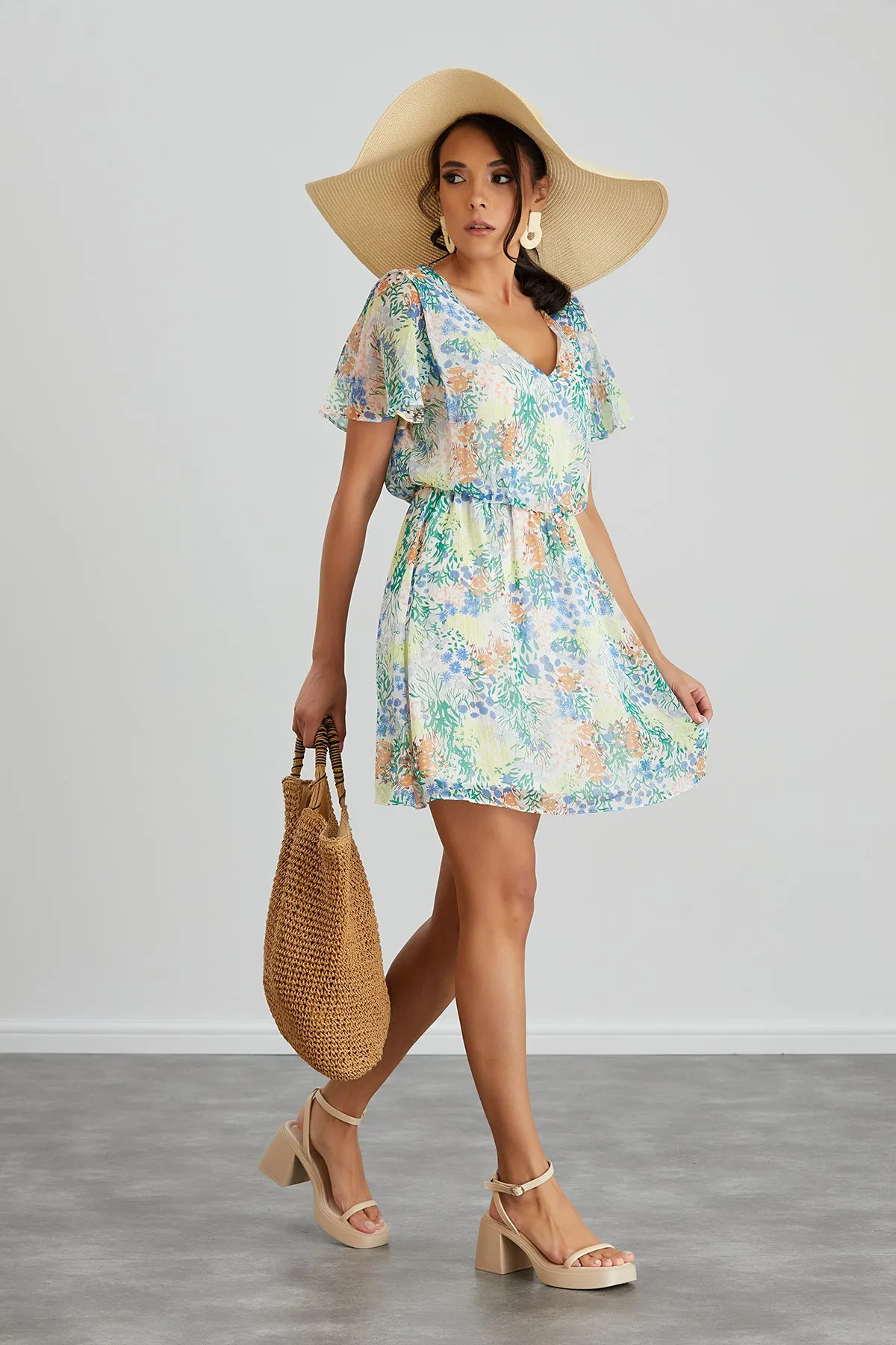 Floral print White Mini Dress
