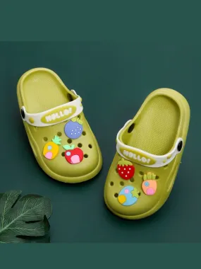 Fruit-Themed Clogs with "Hello" Strap for Girls - Green