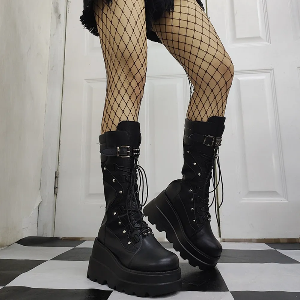 Funki Buys | Boots | Women's Punk High Platform Wedge Boots