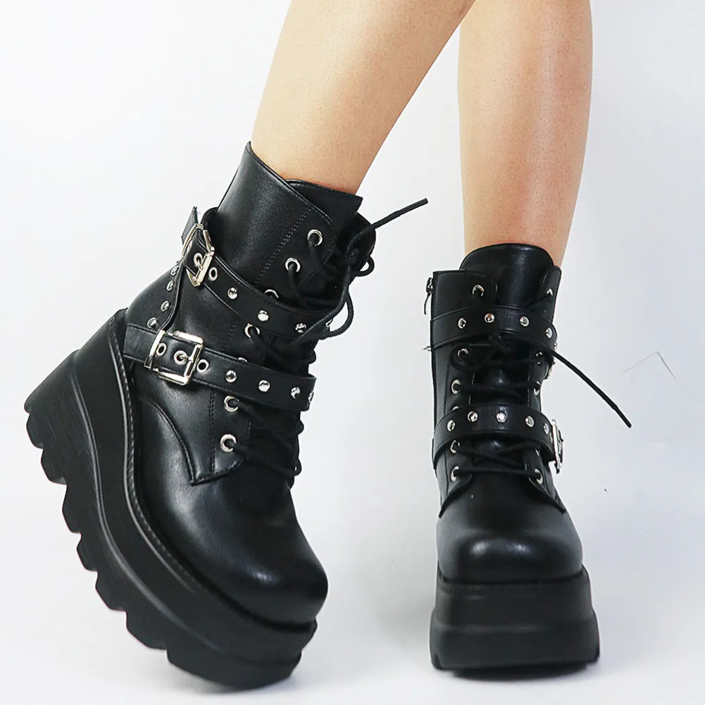 Funki Buys | Boots | Women's Punk High Platform Wedge Boots