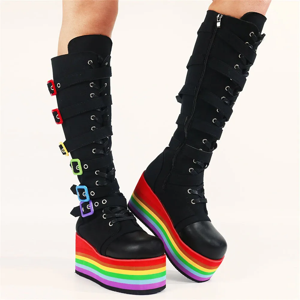Funki Buys | Boots | Women's Punk High Platform Wedge Boots