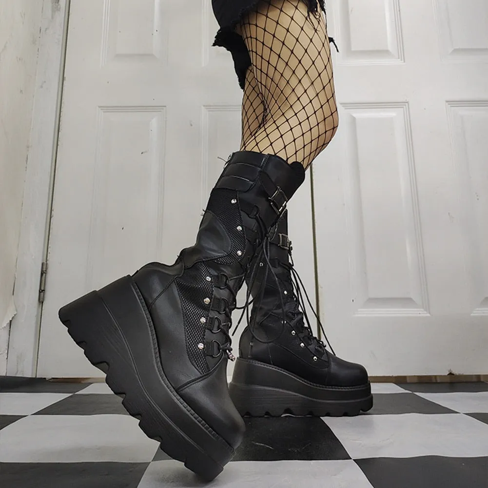 Funki Buys | Boots | Women's Punk High Platform Wedge Boots