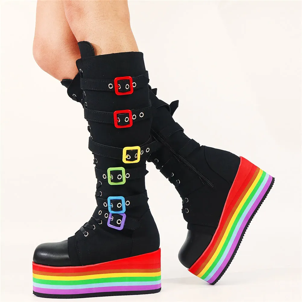 Funki Buys | Boots | Women's Punk High Platform Wedge Boots