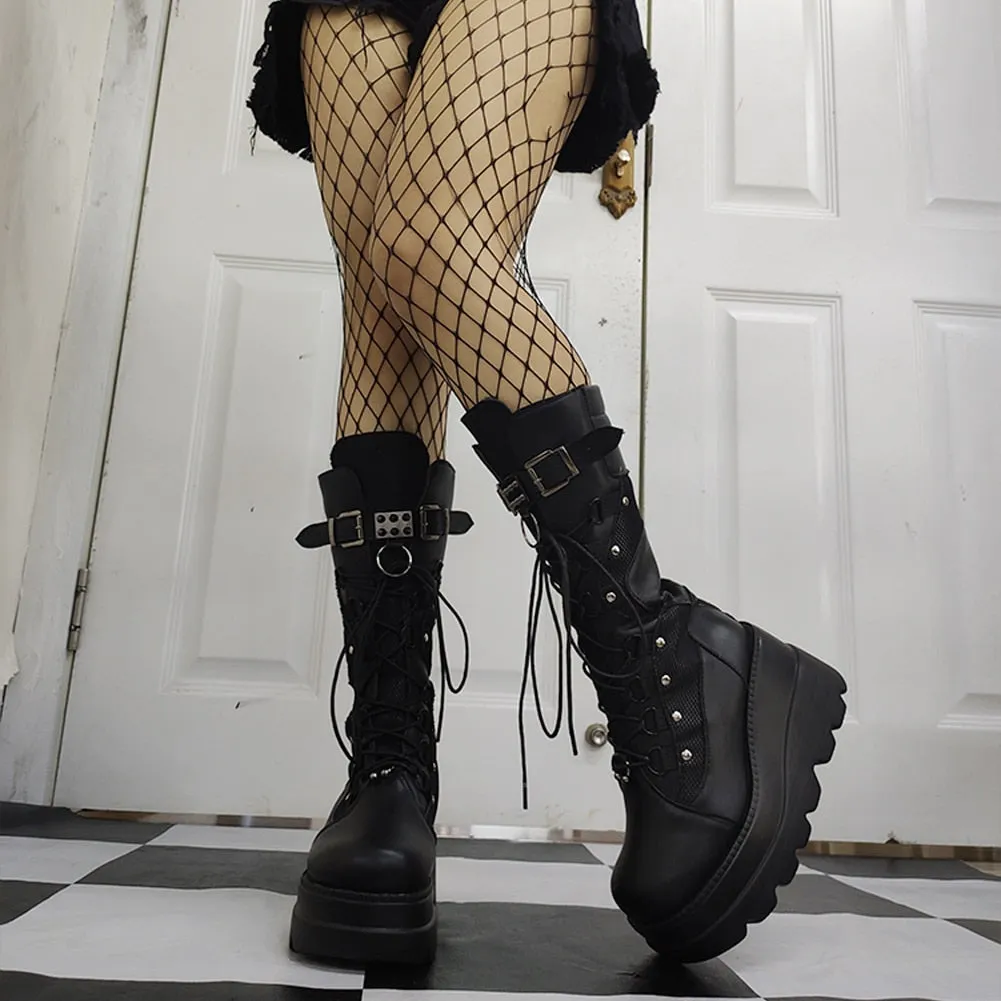 Funki Buys | Boots | Women's Punk High Platform Wedge Boots