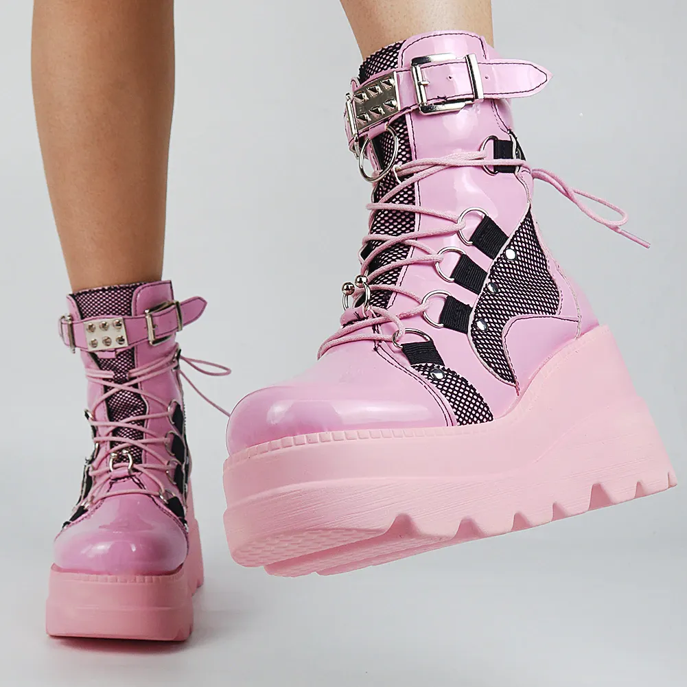 Funki Buys | Boots | Women's Punk High Platform Wedge Boots