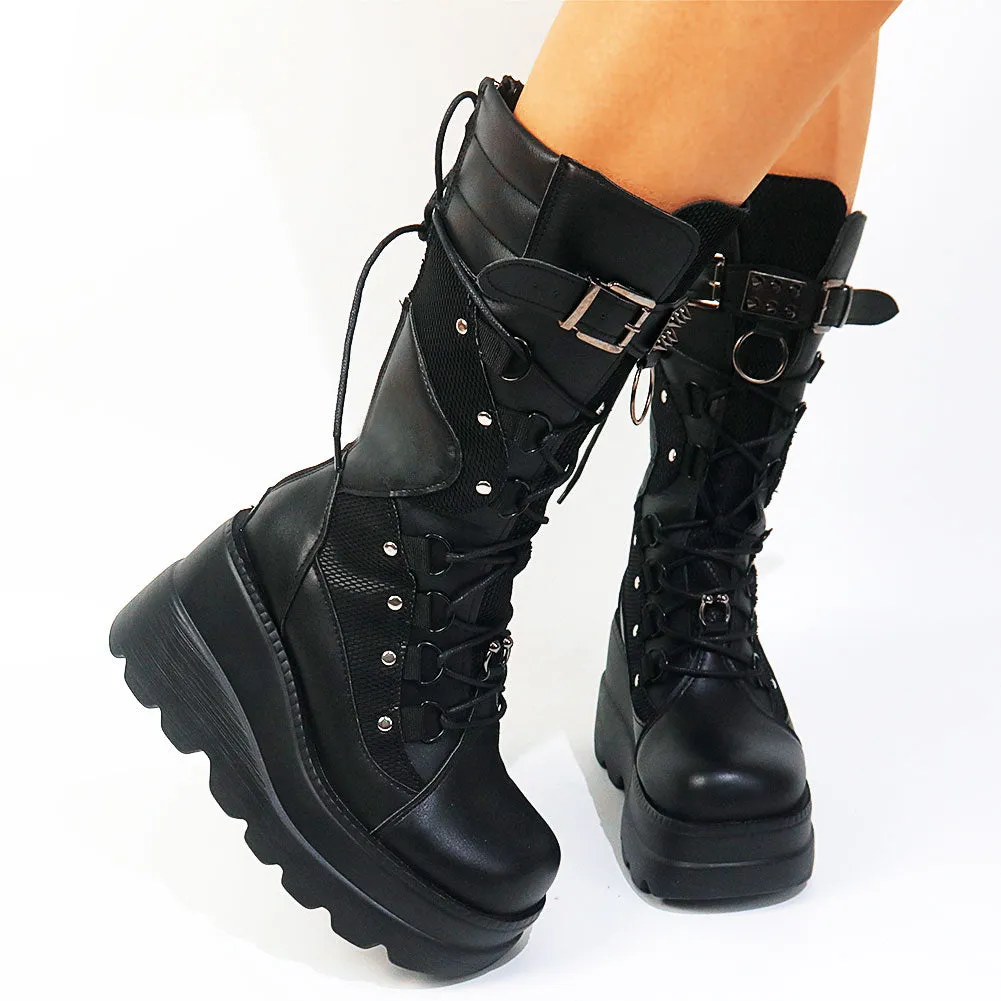 Funki Buys | Boots | Women's Punk High Platform Wedge Boots
