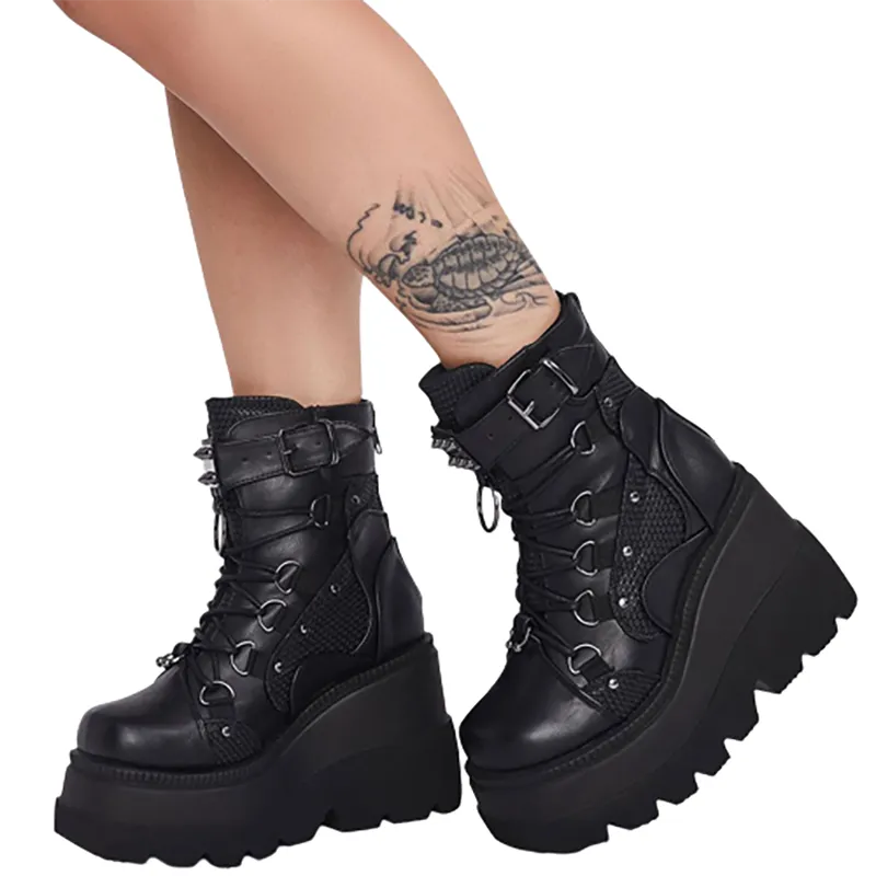 Funki Buys | Boots | Women's Punk High Platform Wedge Boots