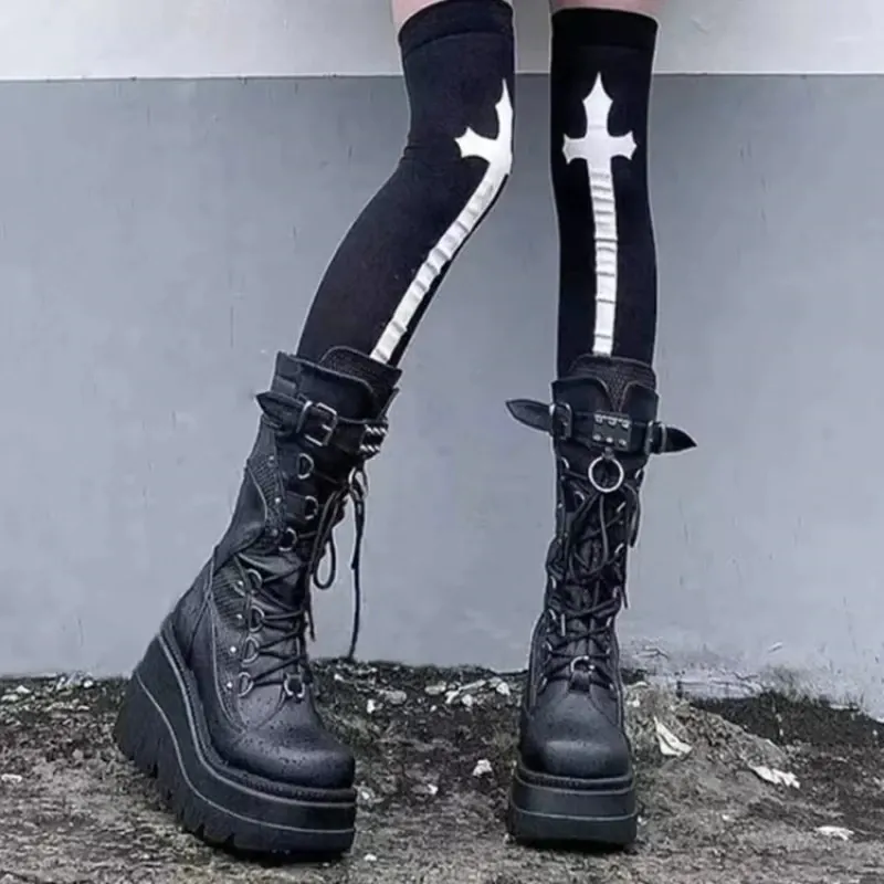 Funki Buys | Boots | Women's Punk High Platform Wedge Boots