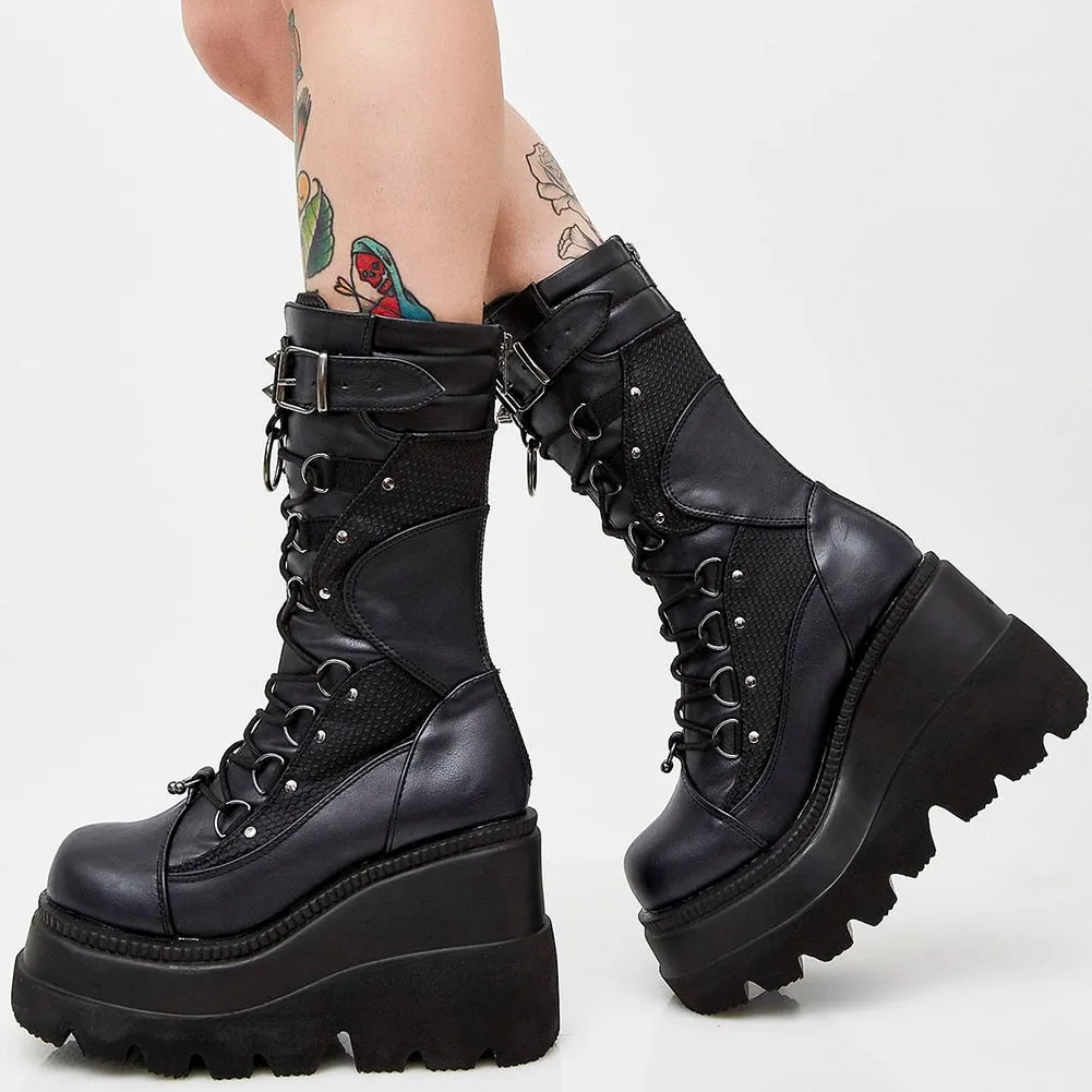 Funki Buys | Boots | Women's Punk High Platform Wedge Boots