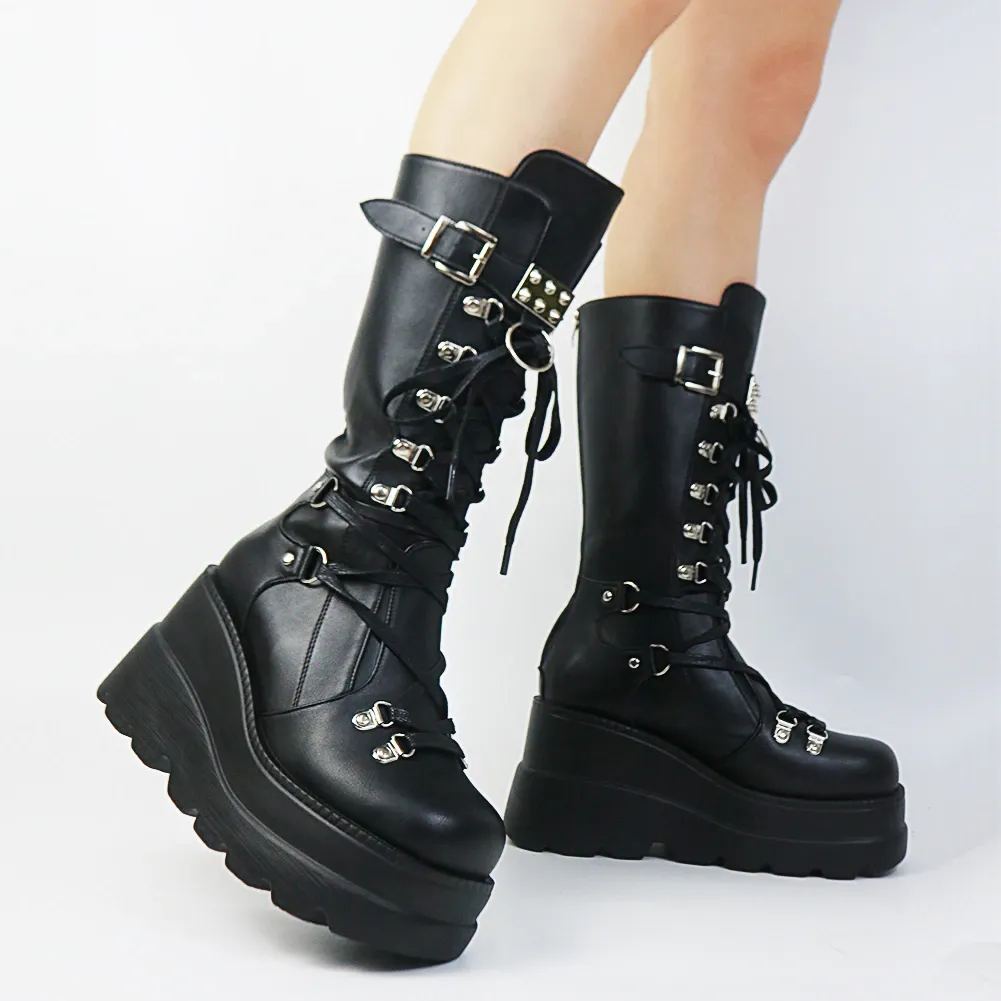 Funki Buys | Boots | Women's Punk High Platform Wedge Boots
