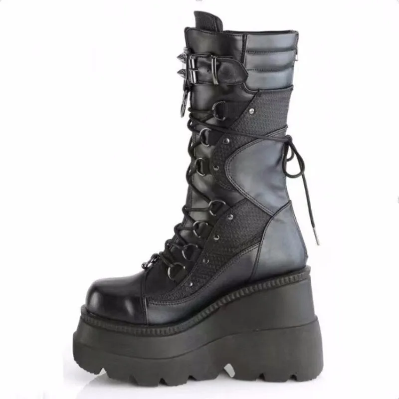 Funki Buys | Boots | Women's Punk High Platform Wedge Boots