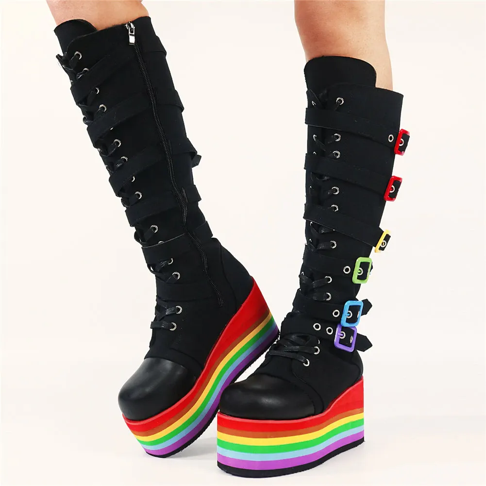 Funki Buys | Boots | Women's Punk High Platform Wedge Boots
