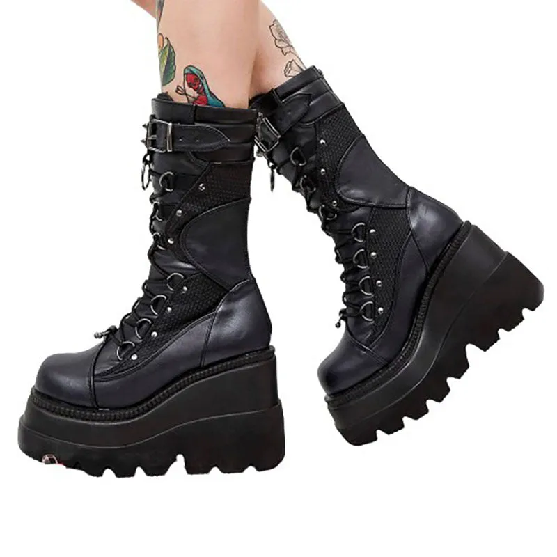 Funki Buys | Boots | Women's Punk High Platform Wedge Boots