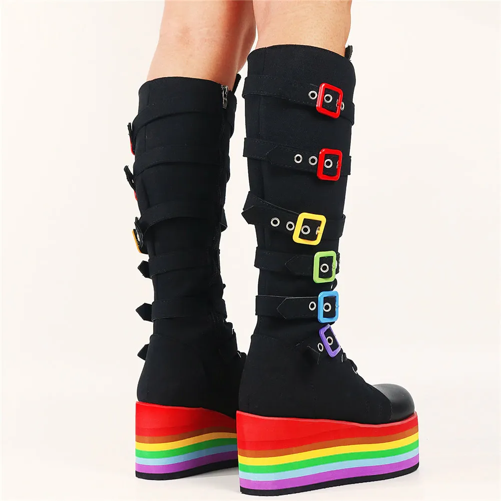 Funki Buys | Boots | Women's Punk High Platform Wedge Boots