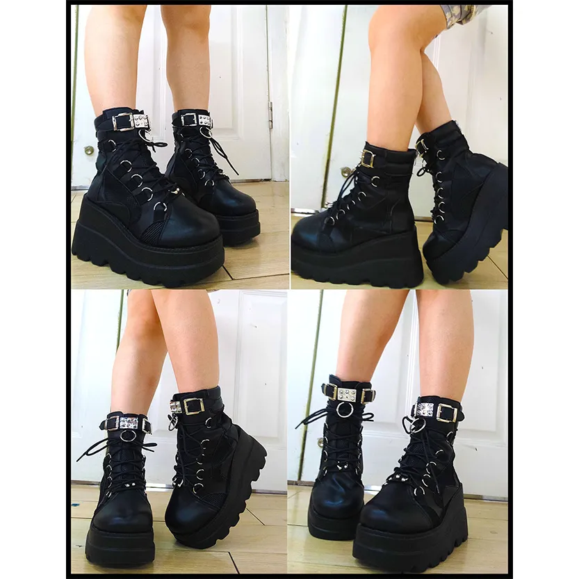 Funki Buys | Boots | Women's Punk High Platform Wedge Boots