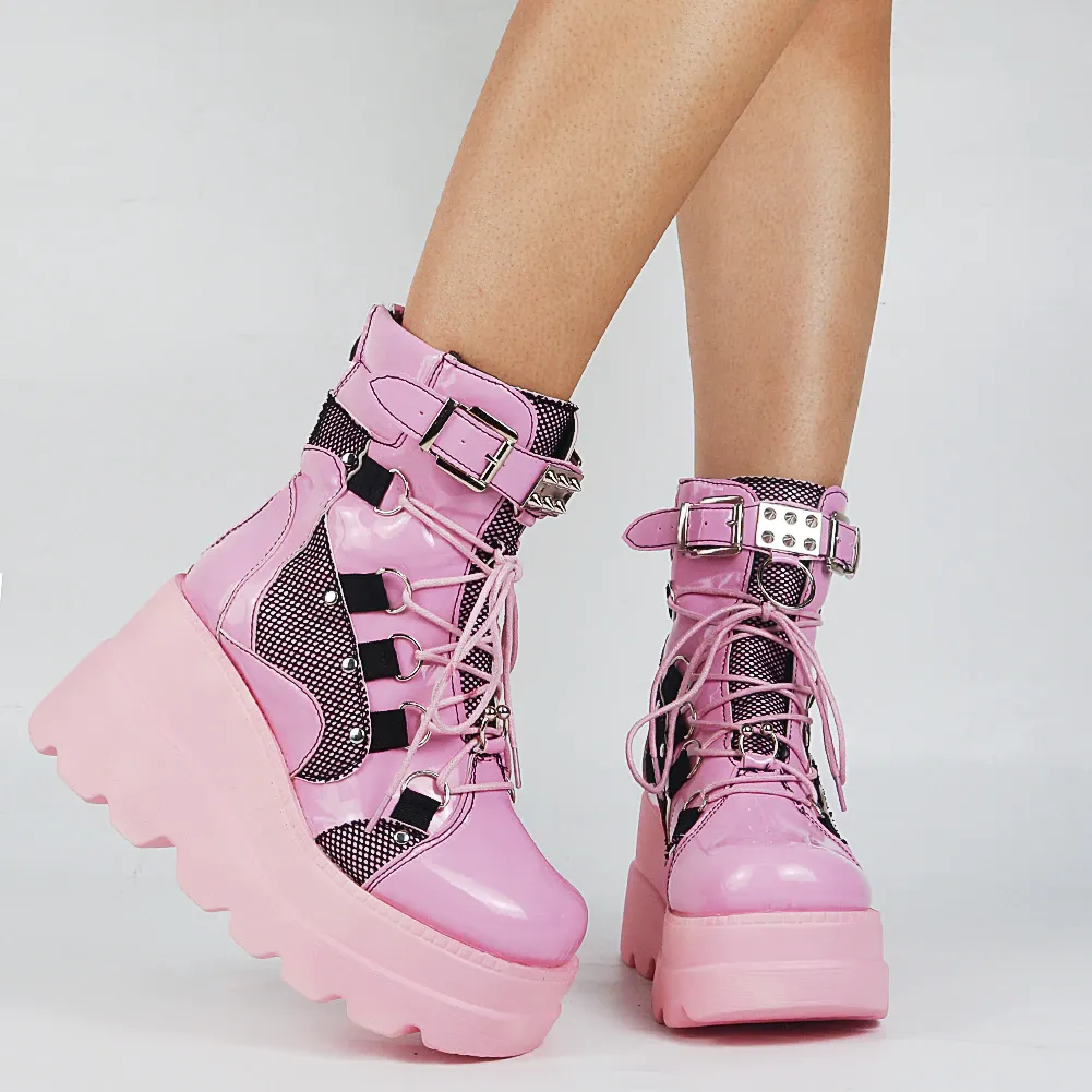 Funki Buys | Boots | Women's Punk High Platform Wedge Boots