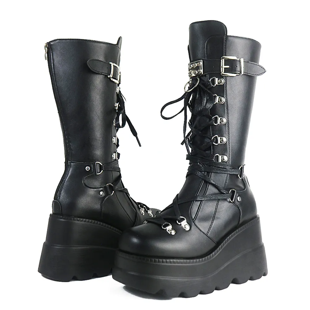 Funki Buys | Boots | Women's Punk High Platform Wedge Boots