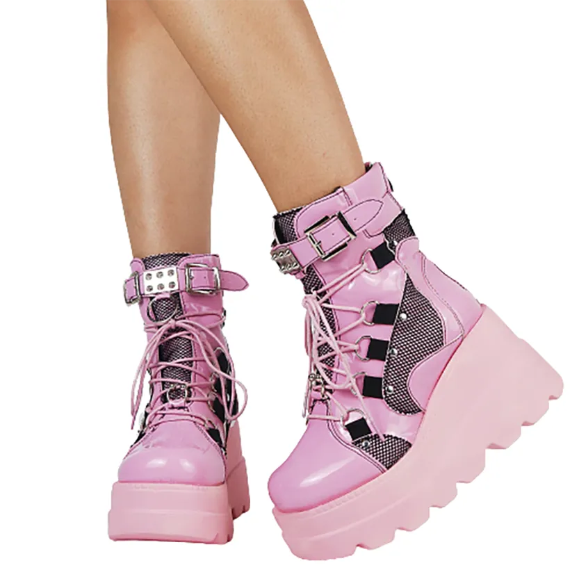 Funki Buys | Boots | Women's Punk High Platform Wedge Boots