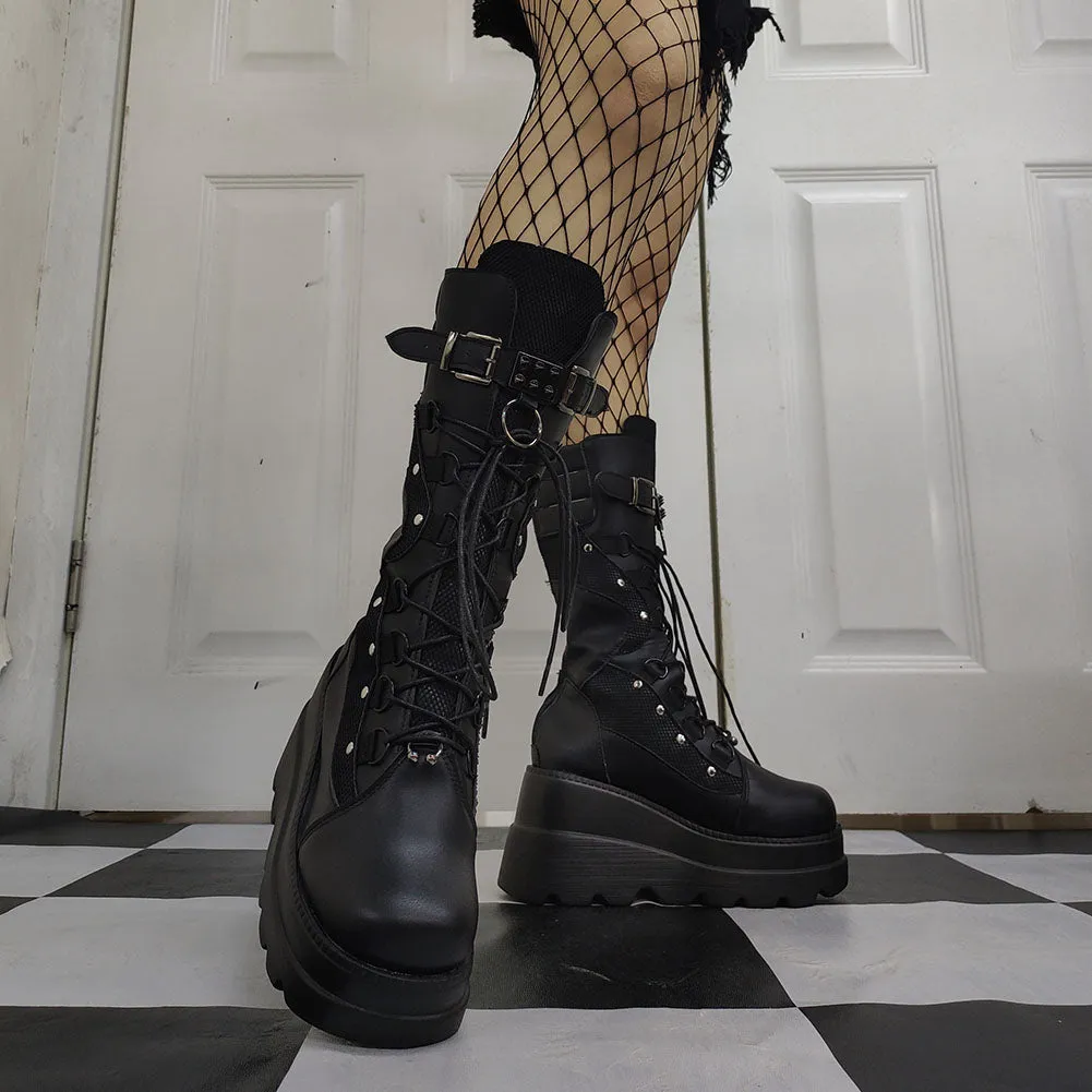 Funki Buys | Boots | Women's Punk High Platform Wedge Boots