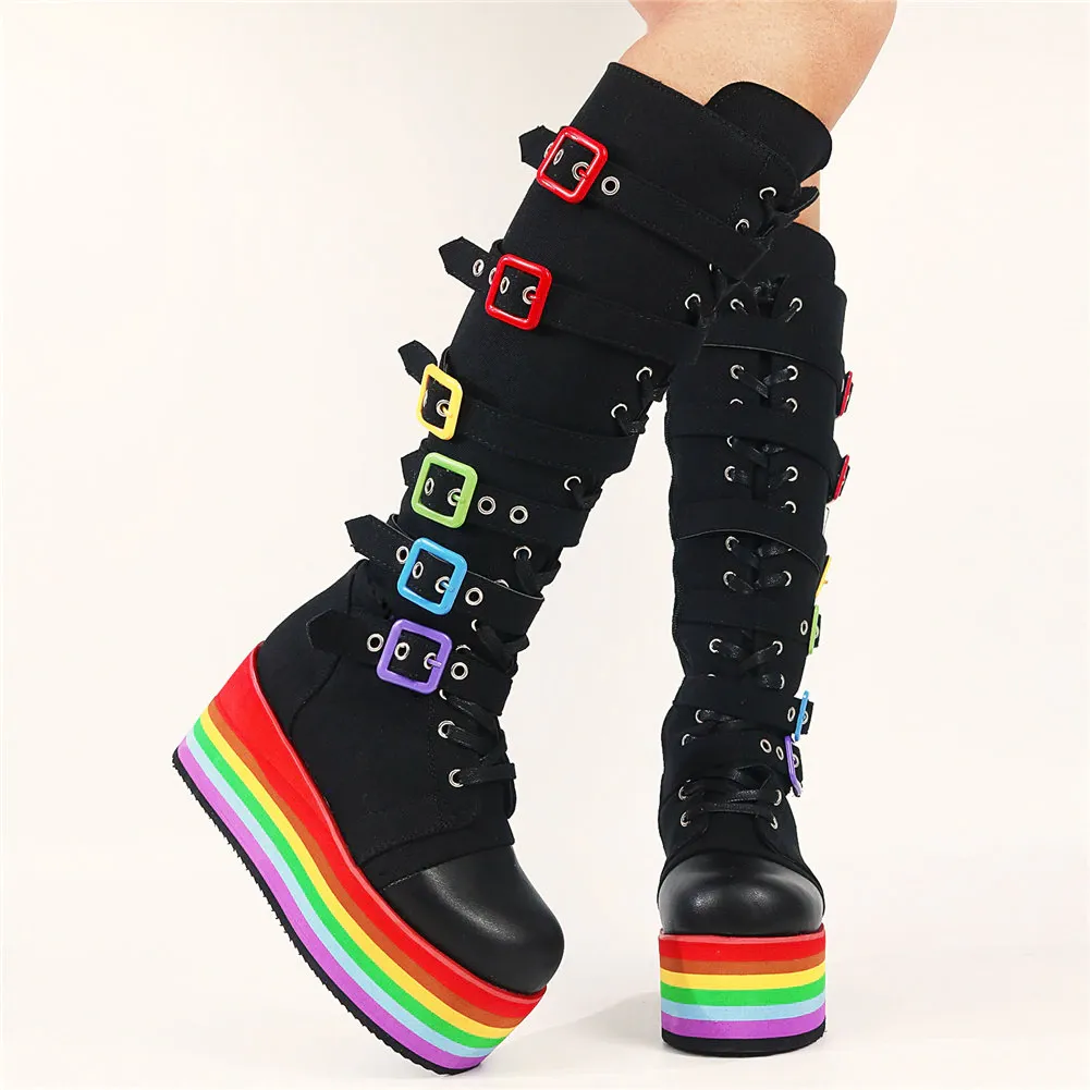 Funki Buys | Boots | Women's Punk High Platform Wedge Boots