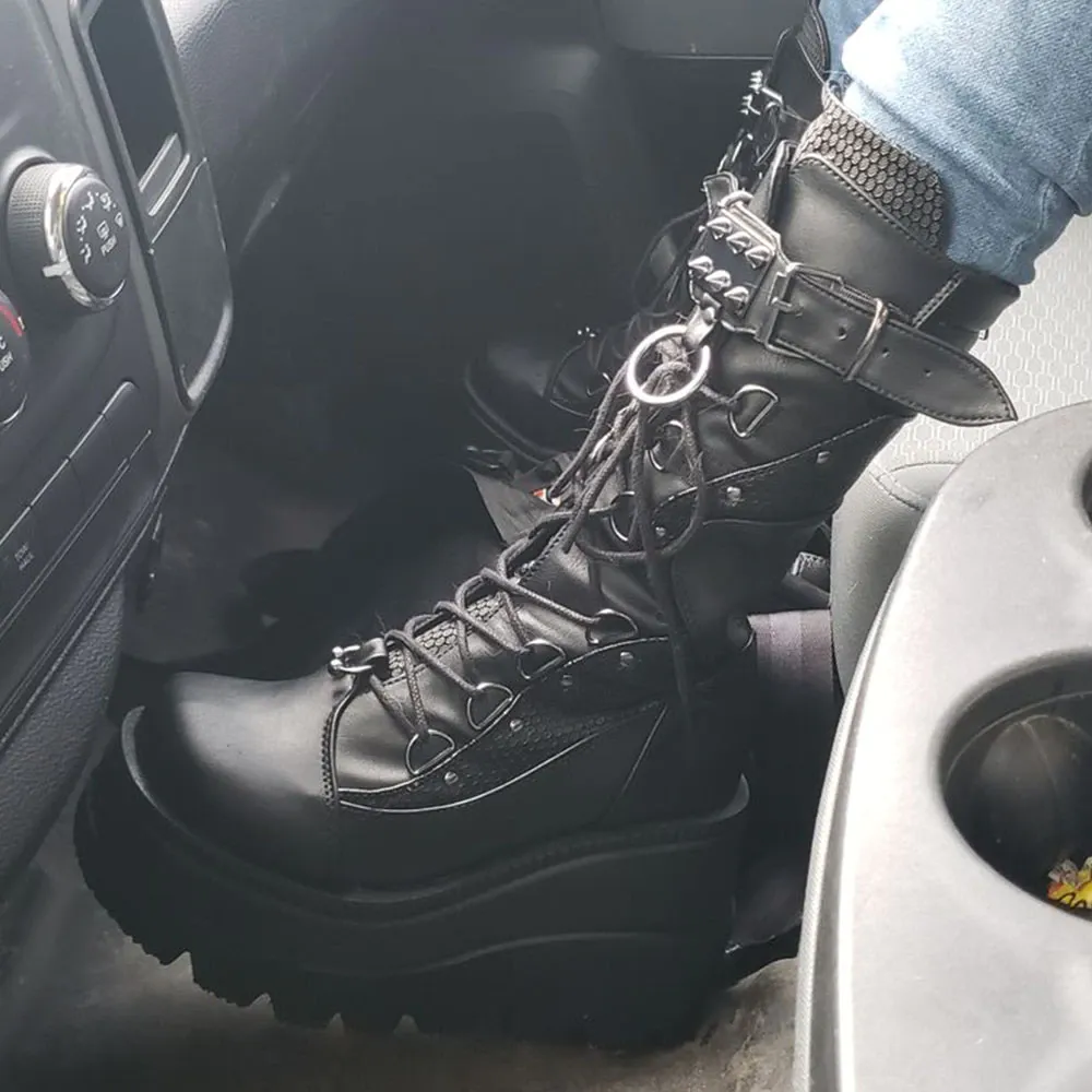 Funki Buys | Boots | Women's Punk High Platform Wedge Boots
