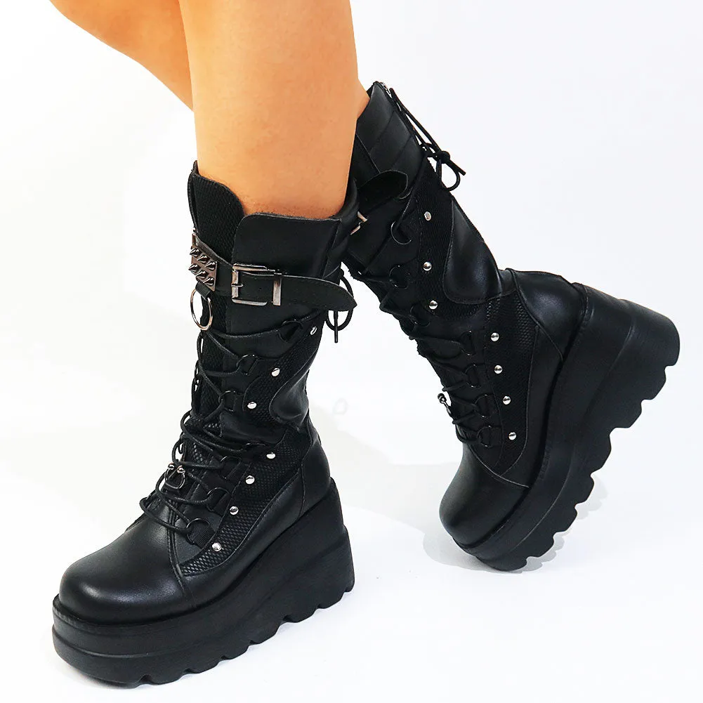 Funki Buys | Boots | Women's Punk High Platform Wedge Boots
