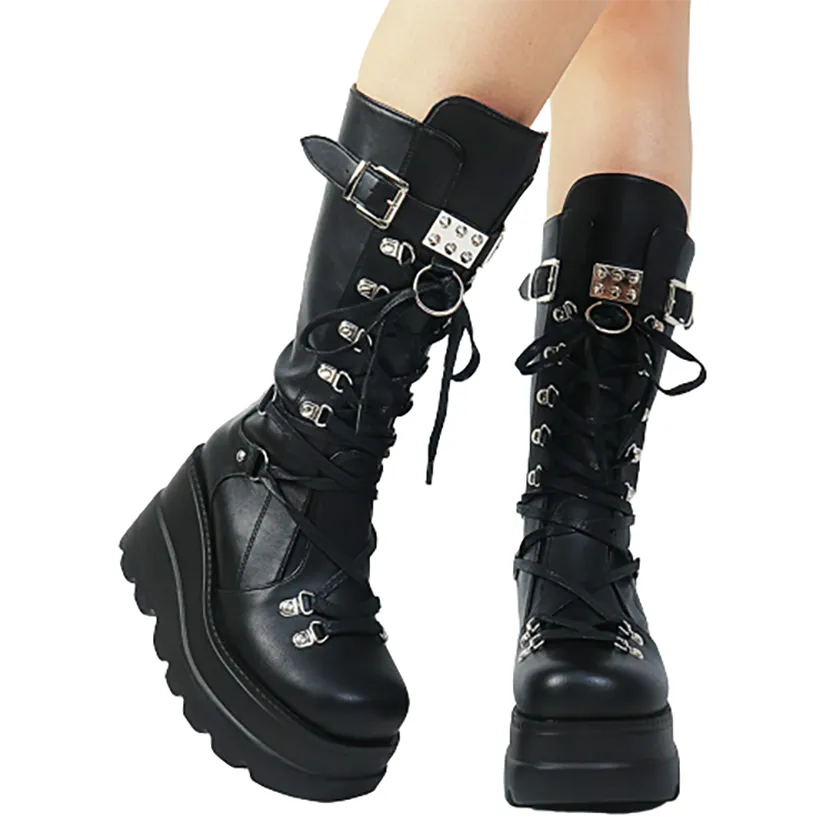 Funki Buys | Boots | Women's Punk High Platform Wedge Boots