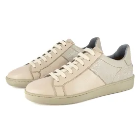 Incindezi : Ladies Leather Sneaker in Cream Cayak & Stone Brillo