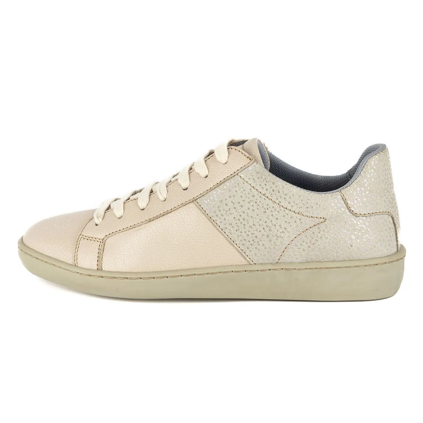 Incindezi : Ladies Leather Sneaker in Cream Cayak & Stone Brillo
