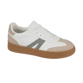 Jet Lace Up Ladies Fashion Trainer - White/Khaki
