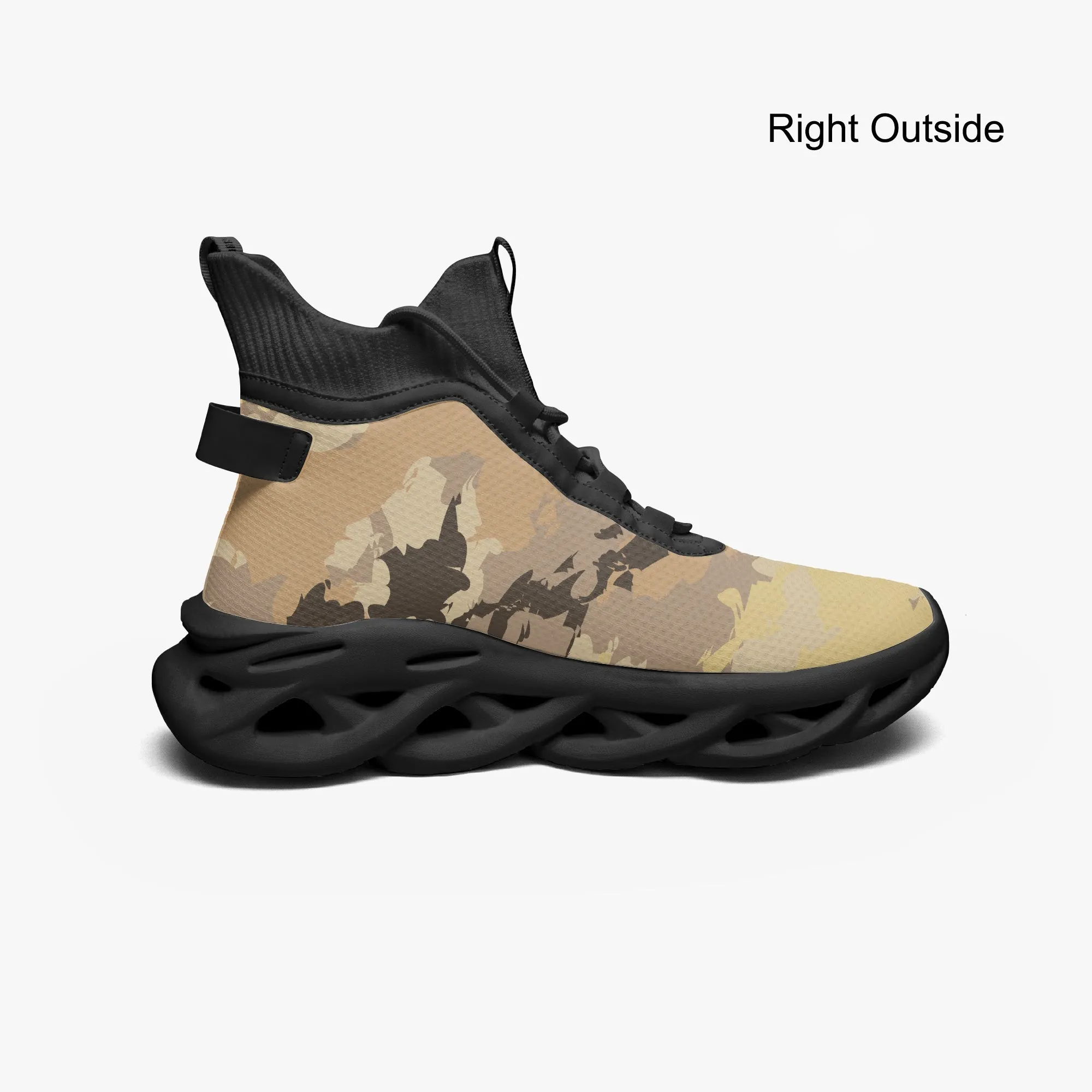 Kicxs Tan Camo High-top Bounce Mesh Knit Sneakers