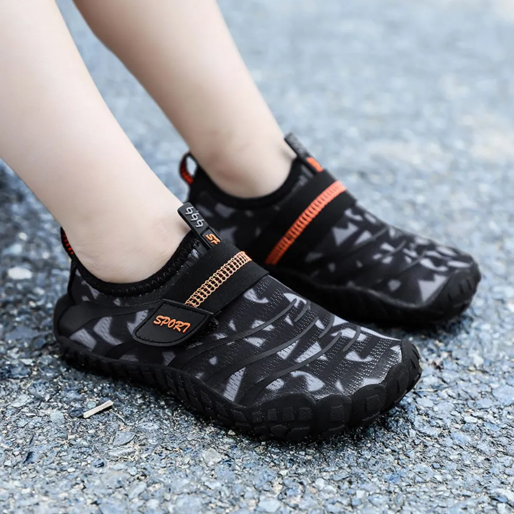 Kids Water Shoes Barefoot Quick Dry Aqua Sports Shoes Boys Girls Pattern Printed - Black Size Bigkid US6.5 = EU38