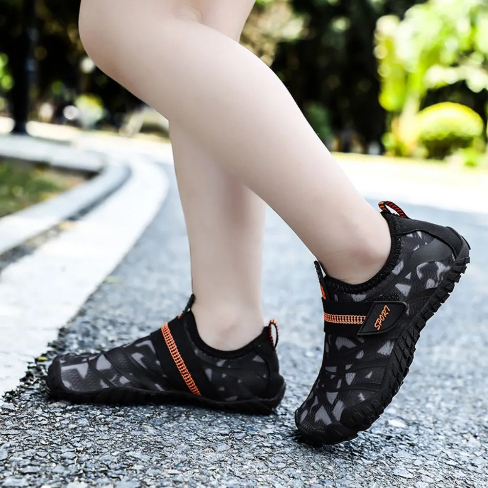 Kids Water Shoes Barefoot Quick Dry Aqua Sports Shoes Boys Girls Pattern Printed - Black Size Bigkid US6.5 = EU38