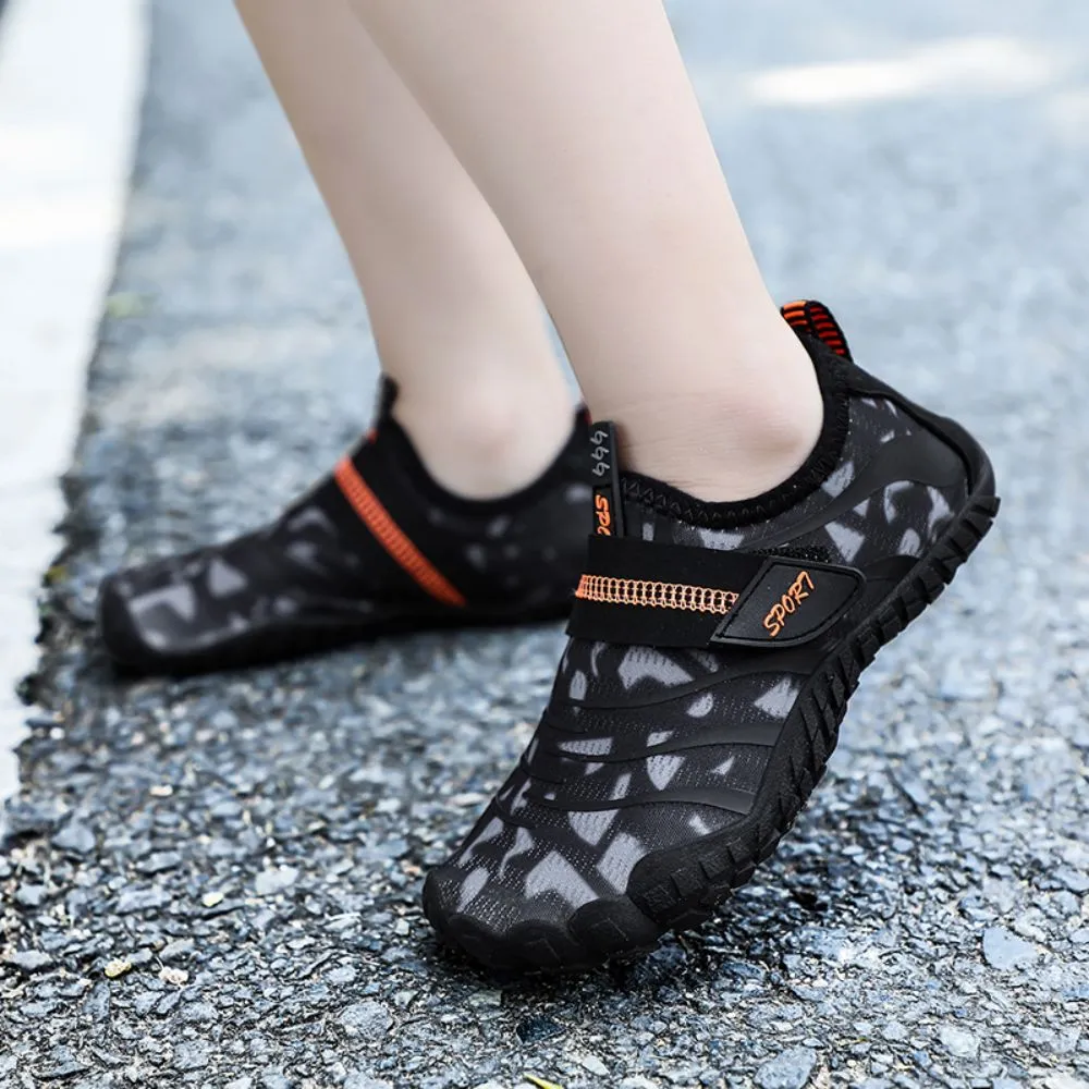 Kids Water Shoes Barefoot Quick Dry Aqua Sports Shoes Boys Girls Pattern Printed - Black Size Bigkid US6.5 = EU38