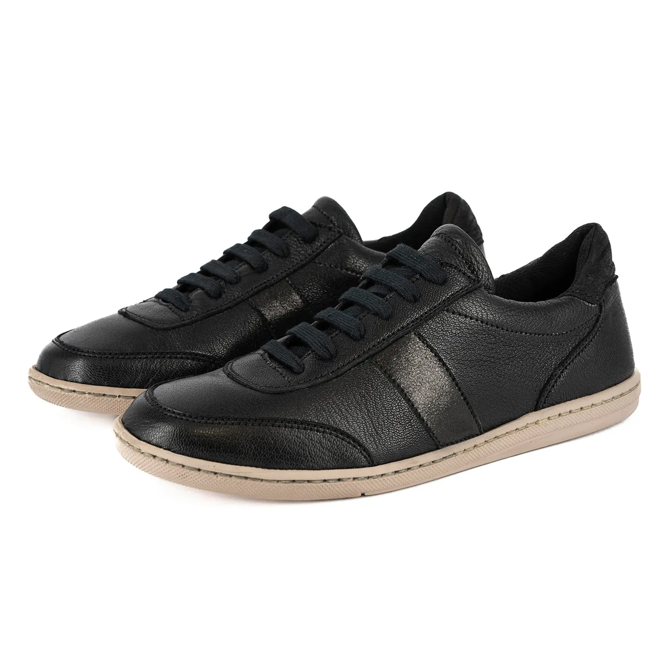 Kwaru : Ladies Leather Sneaker in Black Cayak & Black Spirit