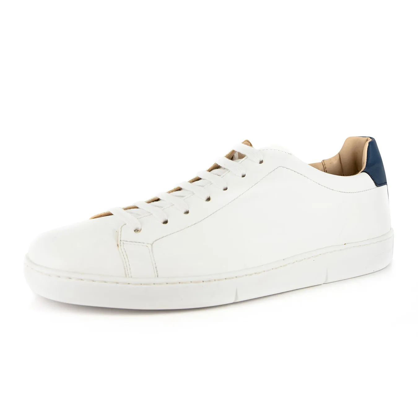 Mahari : Men's Leather Sneaker in White Cayak